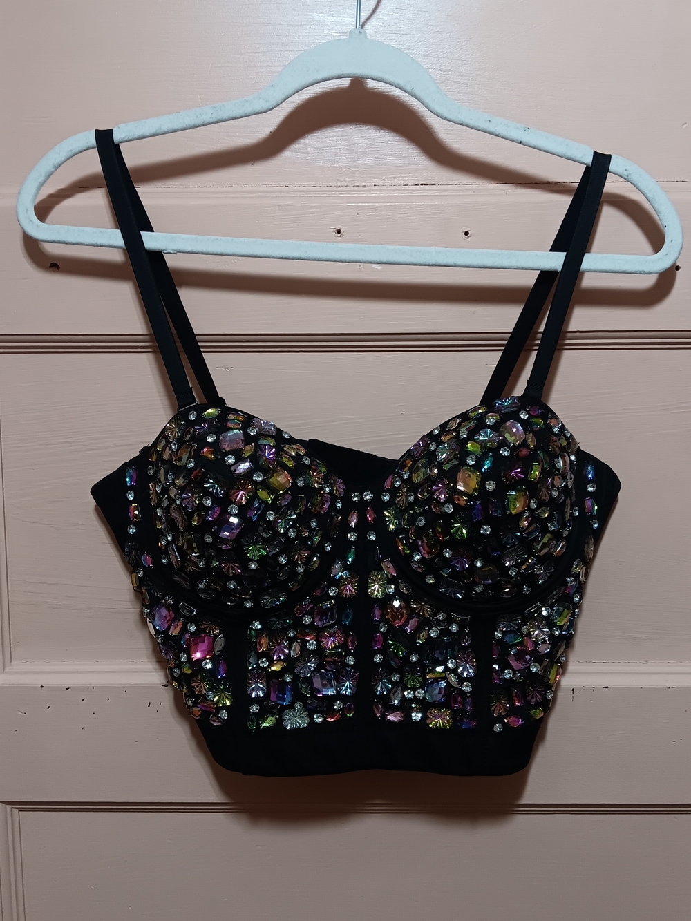Black Jeweled Bustier Top - Womens
